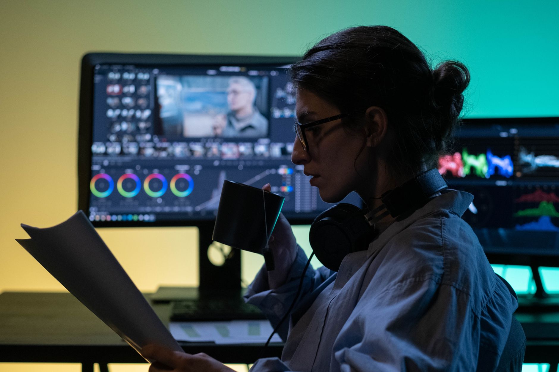 person comparing two resume versions side by side on a monitor